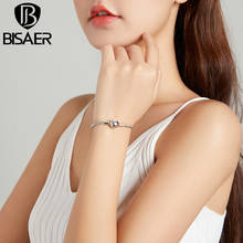BISAER Simple Basic Bracelet 925 Sterling Silver Snake Chain Femme Bracelets For Women Lobster Clasp Jewelry ECB201 2024 - buy cheap