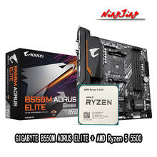 AMD Ryzen 5 5500 R5 5500 CPU + GIGABYTE GA B550M AORUS ELITE Motherboard Suit Socket AM4 All new but without cooler 2024 - buy cheap