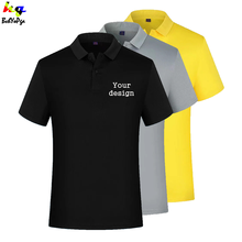 Camisa polo com logo personalizável para homens, camiseta polo de manga curta com estampa de imagem, camiseta casual feminina com texto 2024 - compre barato