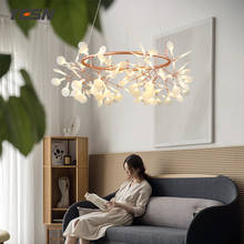 Firefly master bedroom living room Nordic post-modern creative personality leaf restaurant branch milk tea shop chandelier 2024 - buy cheap