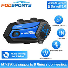 Fodsports M1S Plus мотоциклетный шлем Интерком для 8 всадников Водонепроницаемая беспроводная bluetooth-гарнитура intercomunicador для обмена музыкой 2024 - купить недорого