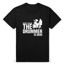 Summer New A drummer and drums Cotton Man T-shirts Tops Tees Short Sleeve Casual Keep Calm The Drummer Is Here T Shirts T Shirts 2024 - buy cheap