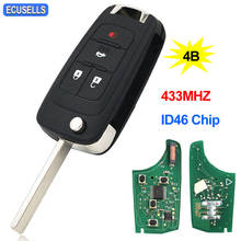 New Replacement 4 Button Folding Remote Key Full Complete Smart Car Key 433MHz ID46 Chip for Chevrolet Cruze HU100 Uncut Blade 2024 - buy cheap