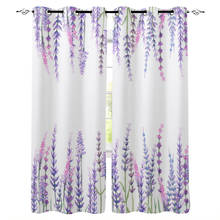 Plant Purple Lavender Watercolor Painting Window Curtains Bedroom Kitchen Decor Curtain Panel Window Curtains for Living Room 2024 - buy cheap