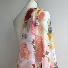 Rose Print Chiffon Fabric Meter Brand Dress Women's 100% Polyester Fabric Handmade DIY Fabric Wholesale Chiffon Cloth 2024 - buy cheap
