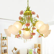 Modern European Chandelier lamp Lustre Green Color Pendant Pink Rose Flower Light Fixture E14 Decoration Design Free Shipping 2024 - buy cheap