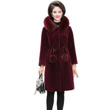 Winter Imitation Mink Fur Jacket Noble 2021 New Middle-aged Women's Autumn Winter Thicken Warm Faux Fur Coat Mid-length Parka 2024 - buy cheap