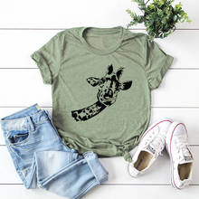 Женская футболка летние хлопковые футболки с короткими рукавами для мальчиков размера плюс S-5XL с милым жирафом для малышей, с принтом на каждый день с круглым вырезом Женские простые базовые футболки, топы 2024 - купить недорого