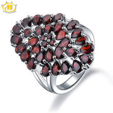 Hutang 6.6ct Garnet Women's Wedding Ring Natural Red Gemstone Solid 925 Sterling Silver Flower Rings Fine Elegant Jewelry Gift 2024 - купить недорого