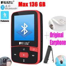 Ruizu-mp3 player esportivo x50 x55 m5 com bluetooth., mp3 player, 8gb de ram, suporte para tela, fm, gravação, e-book, relógio, pedômetro. 2024 - compre barato