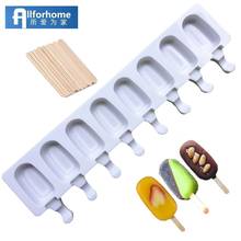 Allforhome 8/4/1 Hole Silicone Ice Cream Mold Ice Pop Cube Popsicle Barrel Mold Dessert DIY Mould Maker Tool with Popsicle Stick 2024 - купить недорого