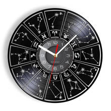 Винил домашний декор настенные часы Знак зодиака Виниловая пластинка настенные часы Астрология звезды декоративные настенные часы подарок зодиака 2024 - купить недорого