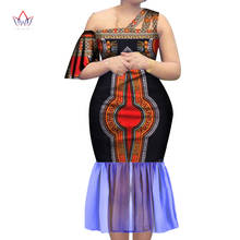 Африканские платья для женщин, платья на одно плечо для женщин, вечерние, свадебные, повседневные, для свиданий, Дашики, африканские женские платья WY6696 2024 - купить недорого