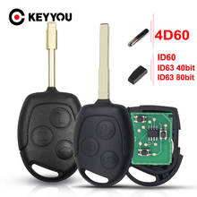 KEYYOU-llave remota de 3 botones para coche, mando a distancia de 433MHz, 4D60, Chip ID63, para Ford Mondeo, Focus, Fusion, Fiesta, Galaxy, Transit 2024 - compra barato
