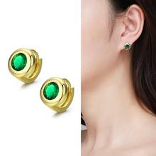 Cute Round Green CZ Cirlce Loop Huggie Small Hoop Earrings For Women Girls Baby Kids Anti-Allergic Gold Color Jewelry Aros Arete 2024 - buy cheap