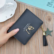 Bow Tassel Women Wallets Fashion PU Leather Short Wallets for Women 2022 Luxury Mini Coin Purse Zipper Buckle 2 Fold Card Holder 2024 - buy cheap