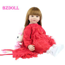 24 "силиконовая кукла Reborn для малышей, игрушки для девочек 60 см, длинные волосы, платье принцессы, подарок на день рождения 2024 - купить недорого