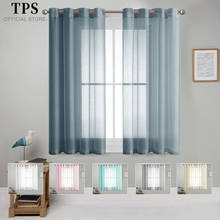 TPS Sheer Short Curtains for Kitchen Half Window Living Room Modern Solid Voile for Bedroom Tulle Curtains Window Drapes Decor 2024 - buy cheap