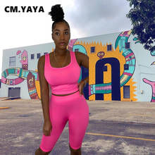 CM.YAYA Summer Women Two Pieces Sets Tracksuits Tank Tops Shorts Leggings Suit Fitness Sporty Sleeveless 2 Pcs Outfit Sweatsuit 2024 - buy cheap