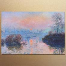COLCHÓN DE ARTE al atardecer en el Sena en Lavacourt, efecto de invierno de Claude Monet, pinturas al óleo, lienzo de alta calidad pintado a mano 2024 - compra barato