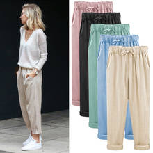 Women Original Design Vintage Pants cotton linen Harem Trousers,elastic waist Casual Pants Bottoms  pantalones de mujer 2024 - buy cheap