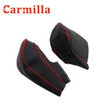 Carmilla capa de botão de mudança de marcha de couro para carro, capa mt at, costura para ford fiesta 2009-2013 2014 2015 2016 para focus mk2 2024 - compre barato