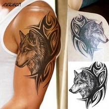 Tatuaje temporal de lobo para hombres y mujeres, tatuaje falso de transferencia de agua, Animal negro, impermeable, varios estilos 2024 - compra barato