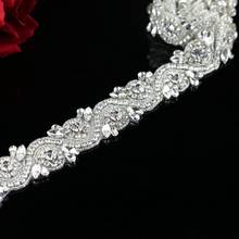 JLZXSY (Rose gold, Gold, Silver) 17.7*1.5 in Handmade Wedding Bridal Applique Crystal Rhinestone Applique Trimming 2024 - buy cheap