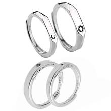 1 par de anéis de lua de sol, conjunto de presentes para o dia dos namorados, casal, compromisso de casamento, homens, mulheres, joias 2024 - compre barato