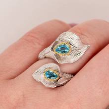 Женское кольцо GEM'S BALLET, регулируемое кольцо ручной работы из серебра 925 пробы с натуральным швейцарским синим топазом, кольца «лилии» 2024 - купить недорого