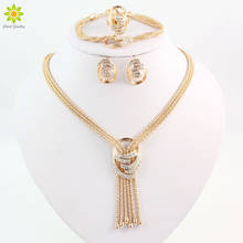 Latest Fashion African Beads Jewelry Sets Wedding Costume Women Party Gold Color Crystal Necklace Bangle Earring Ring 2024 - buy cheap