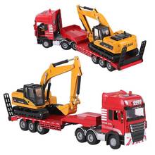 2022 New Jingbang 1:50 Alloy Engineering Vehicle Flatbed Trailer Trucks Toy  Roller Excavator Truck Series Toys Children's Gifts 2024 - buy cheap