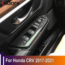 For Honda CRV CR-V 2017-2020 2021 Carbon Fiber Window Lift Switch Button Cover Trims Door Armrest Panel Interior Accessories 2024 - buy cheap