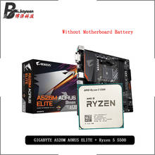 Материнская плата AMD Ryzen 5 5500 R5 5500 CPU + GIGABYTE GA A520M AORUS ELITE, подходит для Socket AM4, новая, но без кулера 2024 - купить недорого
