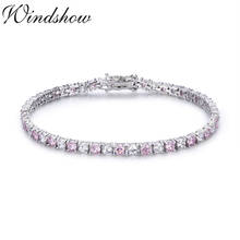 3mm 925 Sterling Silver Claust Round White and Pink CZ Stones Tennis Bracelets Pulseras Pulseira Bracelete Women Girls Jewelry 2024 - buy cheap