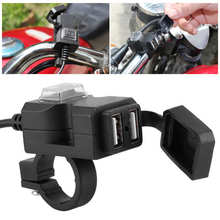 12V Dual USB Port Motorcycle Charger Waterproof Handlebar Charger 5V 1A / 2.1A  Adapter Phone Power Outlet 2024 - buy cheap