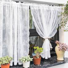 Korean White Lace Short Curtains For Kitchen Valance Pelmet Sheer Voile Curtains for Living Room Bedroom Door Window Blinds 2024 - buy cheap