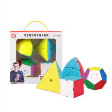 Qiyi cube 4-caja de cubos para regalar rompecabezas cubo mágico 3x3 pirámide 4 unids/set puzzle cubo magico profissional QiYi 4x4x4 cubo mágico juego de cubo para niños Juguetes game cube gear cubo de magia neocube 2024 - compra barato