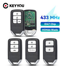 KEYYOU-llave de coche inteligente remota de repuesto, para Honda Civic 2014 2015 2016 2017 Vezel Fit HRV CRV 433Mhz ID47 Chip KR5V2X, 3 botones 2024 - compra barato