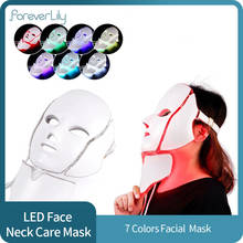 LED máscara Facial belleza de rejuvenecimiento de la piel de fotones de luz terapia 7 máscara de colores con cuidado del cuello arrugas acné tensar la piel herramienta 2024 - compra barato