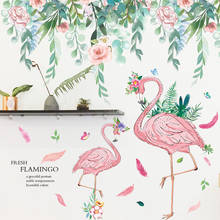 [SHIJUEHEZI] Flower Leaves Wall Sticker Vinyl DIY Flamingo Animal Wall Decals for House Living Room Kids Bedroom Decoration 2024 - buy cheap