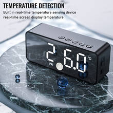 LED Mirror Alarm Clock Bluetooth Speaker Digital Snooze Table Clock Body Sensor Electronic Time Temperature Display Home Clock 2024 - buy cheap