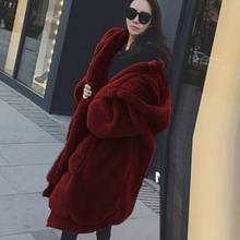 Winter Oversized Faux Fur Loose Coat Women Parka Long Warm Jacket Coats Hoodies Outwear Hooded Fluffy Coat 2024 - buy cheap