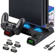 For PS4/PS4 Slim/PS4 Pro Vertical Stand LED Cooling Fan Dual Controller Charger Charging Station For SONY Playstation 4 Cooler 2024 - купить недорого