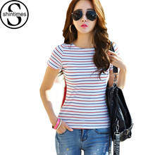 T-Shirt Women Striped 2022 Summer Tops Tshirt Striped T Shirt Cotton Slim Casual Sexy Tee Shirt Femme Plus Size Camisetas Mujer 2024 - buy cheap