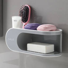 Двойная мыльница, стеллаж для хранения без сверления, креативная настенная подставка для мыла в ванную комнату, креативный держатель для мыла без отверстий 2024 - купить недорого
