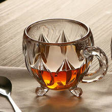 210 ml de Té de Cristal Taza de Agua Transparente taza de Café En Casa flor de té de Jugo de leche Gafas Tazas Taza con Asa para regalos 2024 - compra barato