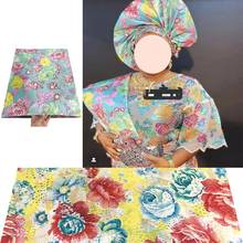 African Multi Color Sego Headtie High Quality 021 2pcs/Bag Headscarf 100% African Sego Headtie & Wrapper For Wedding 2024 - buy cheap