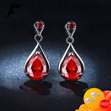 Retro Earrings 925 Silver Jewelry Water Drop Shape Ruby Gemstone Earring for Women Wedding Engagement Accessory Party Wholesale 2024 - buy cheap