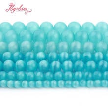 6,8,10,12,14mm Smooth Skyblue Round Cat Eye Loose Beads Ball Natural Stone Beads For DIY Necklace Bracelat Jewelry Making 15" 2024 - buy cheap